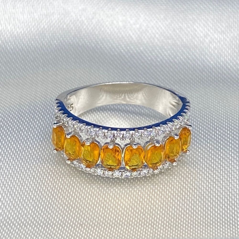 💛 925 Citrine & CZ Ring